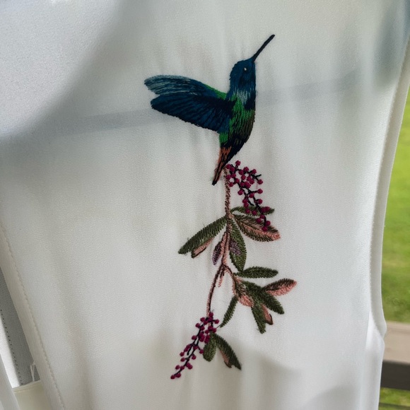 Ted Baker White Embroidered hummingbird Lina Midi Dress size 1 - Picture 6 of 15